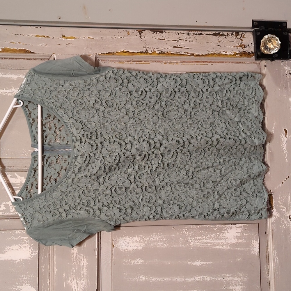 Women's New York & Company Lace Zip Shirt